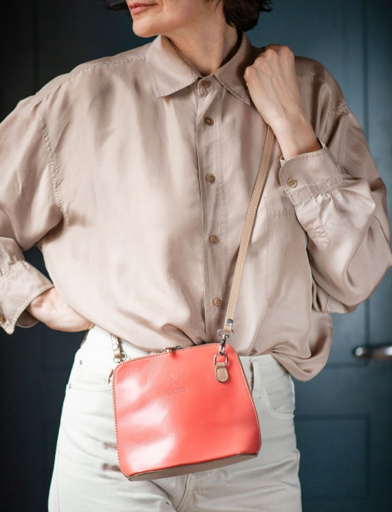 Light Pink Crossbody Bag Small Genuine Leather. V… - image 1