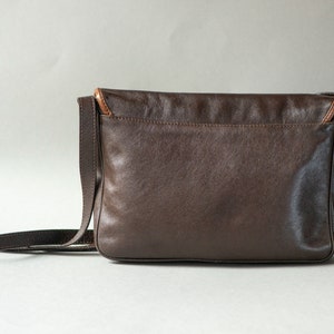 Soft Leather Crossbody Bag for Lady Dark Brown. Vintage Minimalist Shoulder Bag Genuine Leather. Saddle Bag City Fashion 90s W. Germany Gift image 5