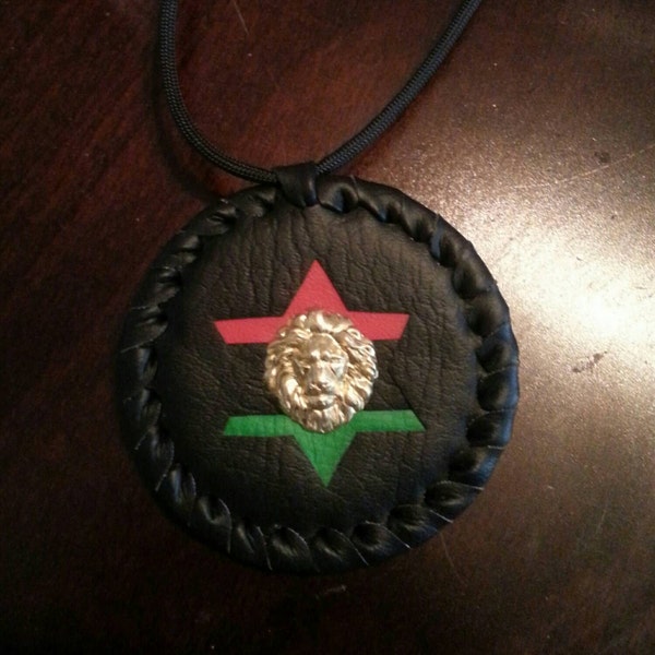 Authentic Custom Leather Medallion Necklaces to give you that 80s feel  All are  100%handmade and painted with leather/suede.     lacing.