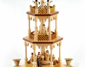 vintage german erzgebirge christmas nativity pyramid carrousel 3 tier - German Christmas Pyramid Kit vintage german erzgebirge christmas nativity pyramid carrousel 3 tier - German Christmas Pyramid Kit