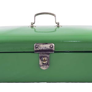 Vintage antique Dutch bread box green enamel