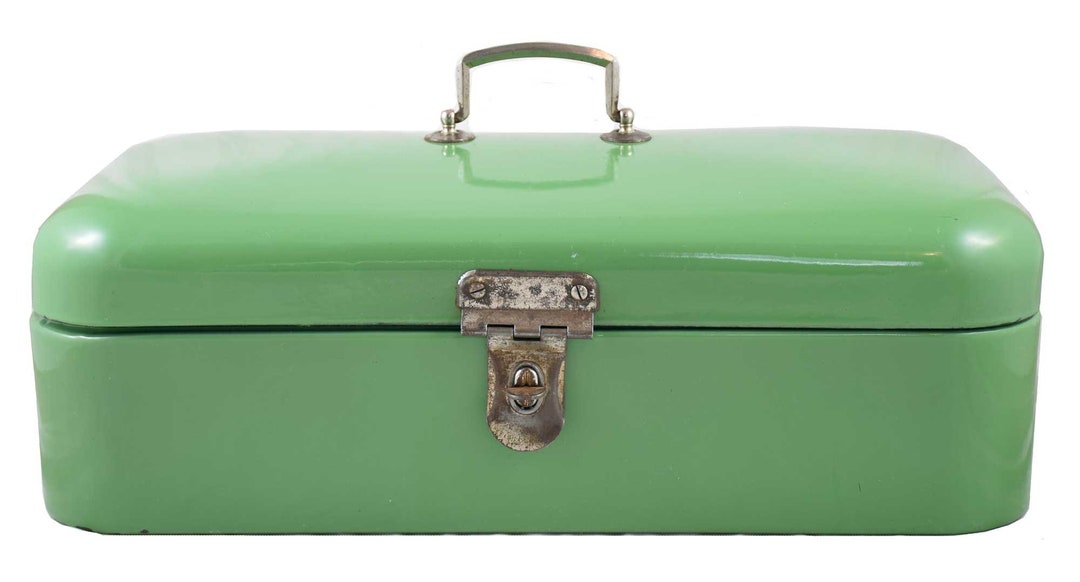 Vintage Antique Dutch Bread Box Green Enamel Etsy
