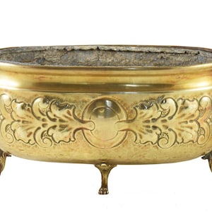 Antique  art nouveau brass jardinière flowerpot planter - medium size -