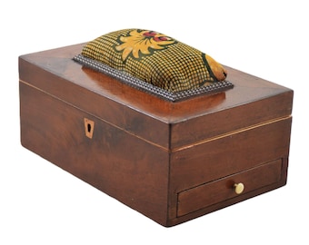 Antique wooden sewing box