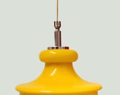 Vintage  glass pendant lamp yellow 1970s