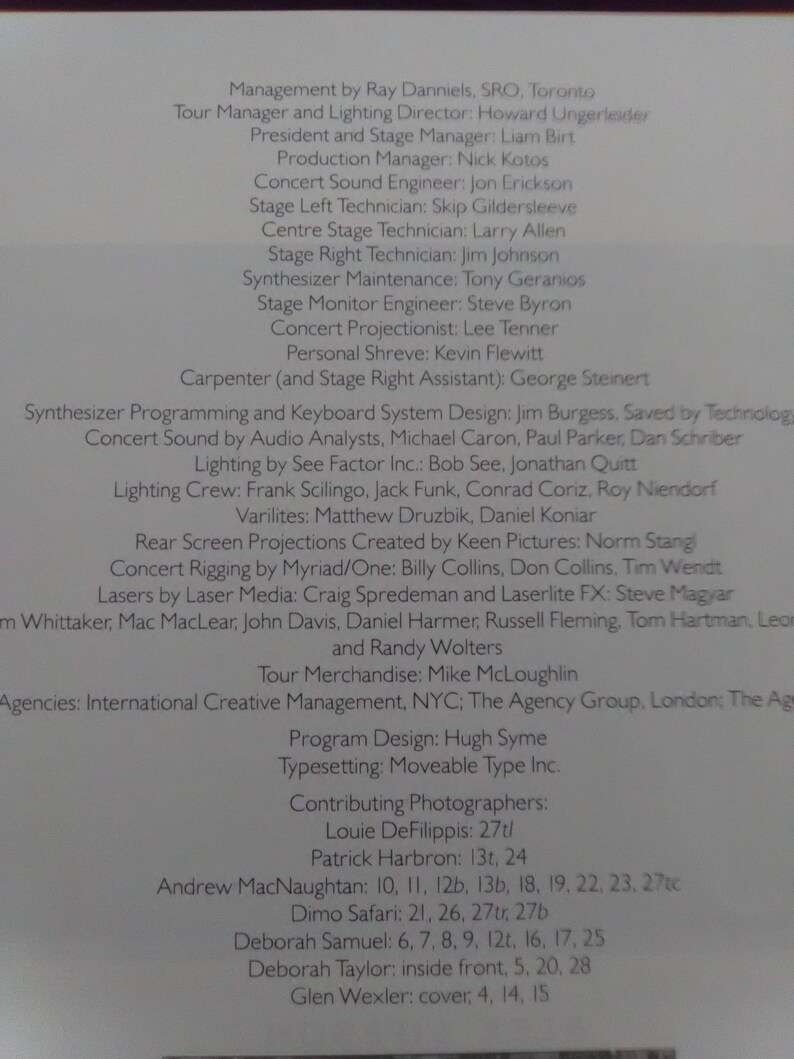 RUSH 1987-88 HOLD Your FIRE Tour Concert Program - Etsy Canada