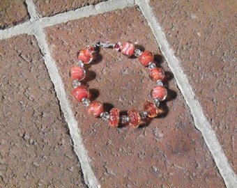 Red glass beaded bracelet