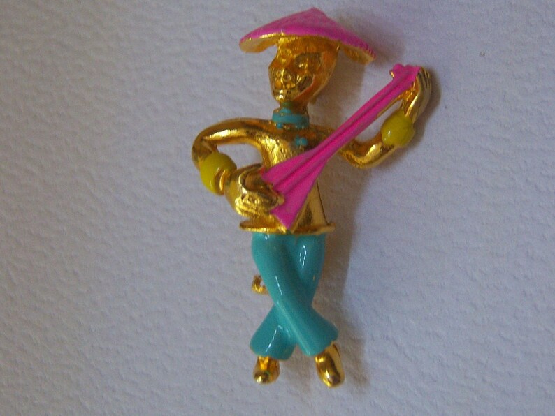 Vintage Asian Pins Rickshaw Pin. Mandolin Pin Set Of Two Enamel Pins