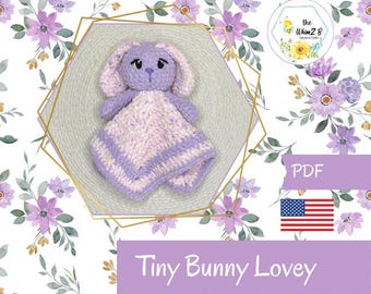 Tiny Lop-Eared Bunny Lovey Crochet Pattern PDF — Beginner-Friendly Amigurumi Baby Security Blanket Lovey