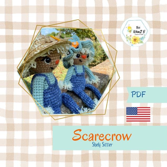 Crochet Scarecrow Shelf Sitter Pattern: Autumn Amigurumi PDF