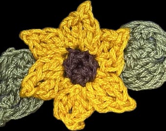 Tiny Sunflower Applique Crochet Pattern| crocheted sunflower pattern for a tiny sunflower| printable PDF
