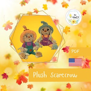 Scarecrow Crochet Pattern PDF: No-Sew Plush Amigurumi (Beginner Friendly)