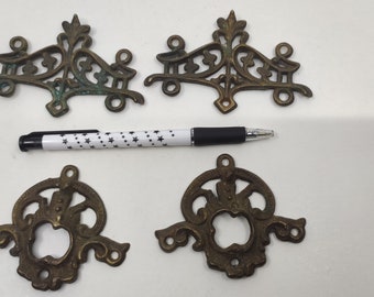 Ornamenti in ottone antico Art Nouveau x 4