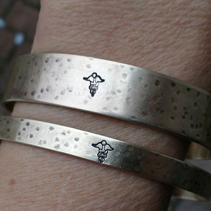 Hand Stamped Medical Alert Cuff Bracelet: Custom Personalized Jewelry