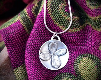 Hydrangea Cast Necklace, Hydrangea Necklace, Hydrangea Jewelry, Sterling Flower Necklace