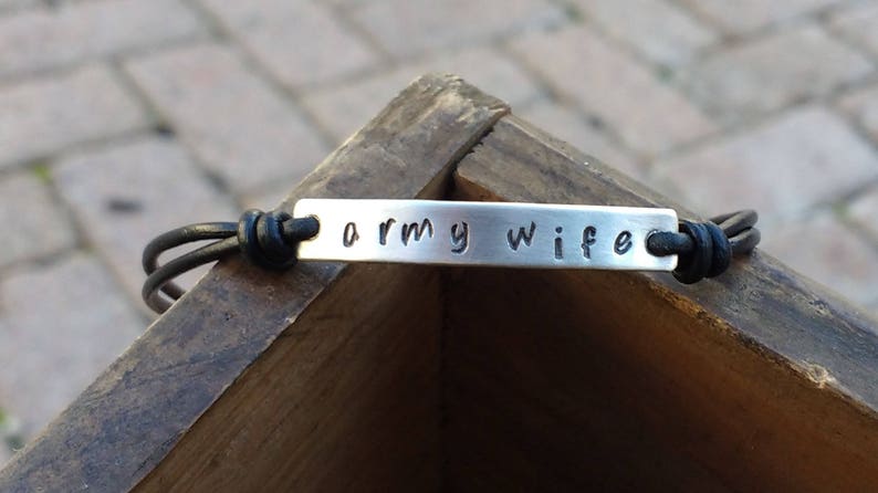 Army Mom Leather Cord Bracelet Army Jewelry Army Leather Bracelet Army Wife Army Army Wife Leather Cord Bracelet Army Cord Bracelet