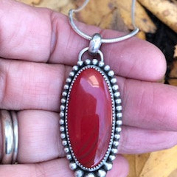 Red Rosarita Necklace, Rosarita Necklace, Red Stone Necklace, Sterling Silver Jewelry, Red Jewelry, Southwestern Jewelry, Southwestern