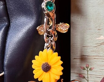 Man in the Moon Queen Bee Sunflower Bag Purse Charm