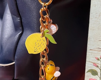 Wildflower Lemon Bumblebee Daisy Bag Purse Charm