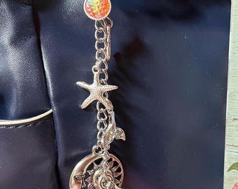 Silver Mermaid Beach Ocean Sun Bag Purse Charm