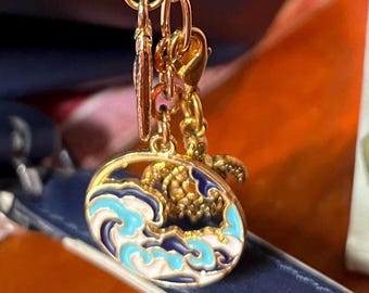 Ocean Wave Turtle Seahorse Shells Bag Purse Charm