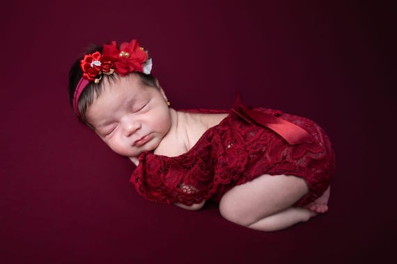 Lace Newborn Romper Set, Baby Girl Photo Prop Outfit, Cream, Pink, Dusty Lilas