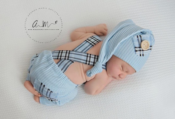 Newborn boy photography props, pants with suspenders, cute baby clothes, fashion style