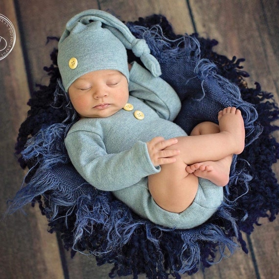 Newborn boy photo outfit,newborn boy photography,romper and hat, baby boy photo props,baby boy photo outfit,boy overalls for pictures
