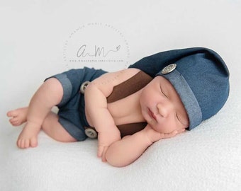 Newborn Denim Outfit: Baby Photo Prop, Ready to Ship, baby boy props, first photography