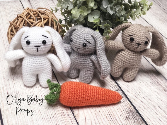 Easter Toys Stuffed Carrot Small Easter props newborn photo props crochet carrot and bunny First Easter Photo