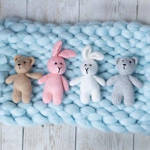 Teddy bear, bunny toys, Stuffed knit plush toys Soft toy animals Newborn photo props Newborn photo session, baby photography.