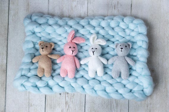 Teddy bear, bunny toys, Stuffed knit plush toys Soft toy animals Newborn photo props Newborn photo session, baby photography.