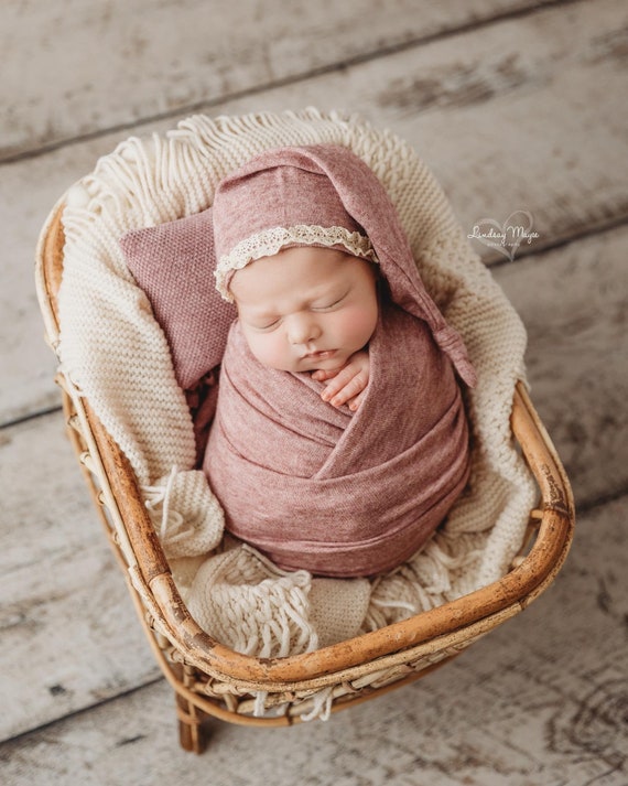 Newborn stretch wrap and hat, thin angora knit wraps, baby photography props, boy girl photo session outfit, newborn photo props