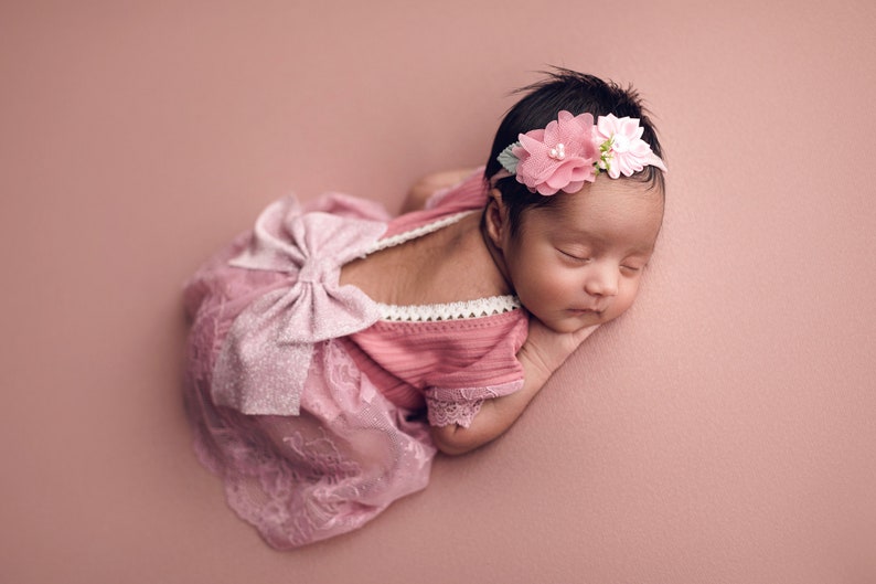 Newborn photo photo outfit, baby girl romper dress , newborn girl props, nude white photo outfit baby girl open back newborn photography Dusty tose