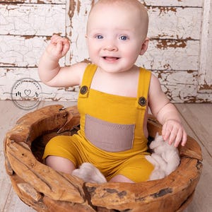 Sitter boy photo outfit sitter neutral props baby boy romper 3-6 mo sitter photo shoot beige props sitter photography prop. RTS