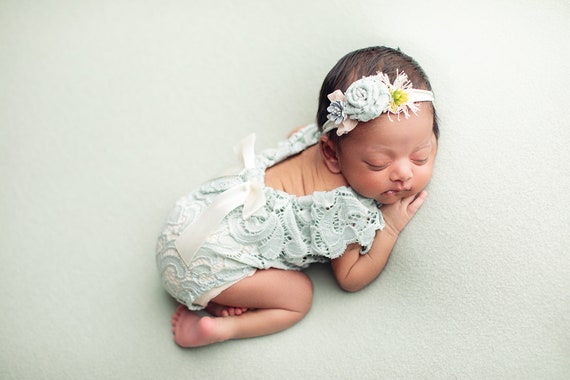 Newborn girl props lace romper set, photo outfit cream white red dusty rose photo props baby girl open back sleeveless romper