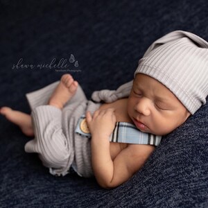 Newborn boy photo outfit newborn photography pants set with suspenders and hat, infant photo shoot, newborn props two piece ready to ship! image 10