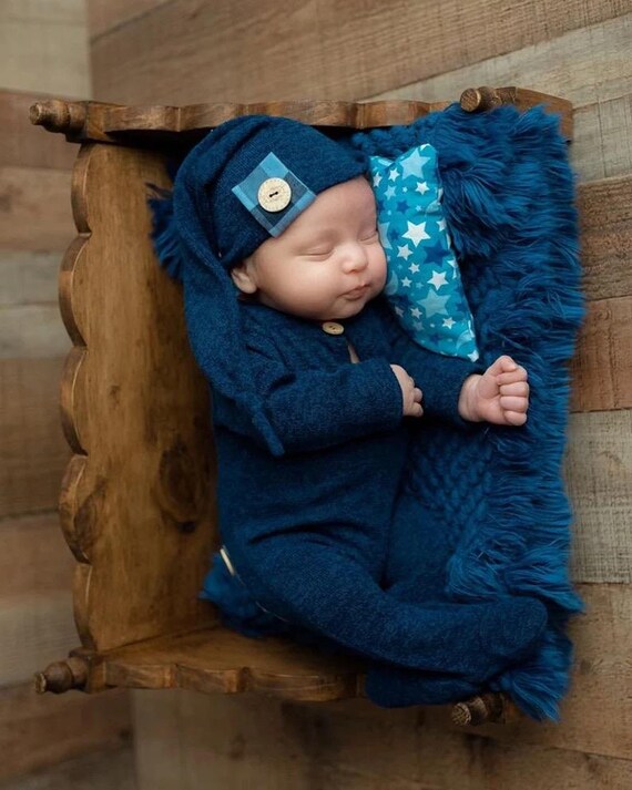 Pyjama bebe nouveau ne avec dormeur sur pieds tenue photo barboteuse sur pieds et chapeau accessoires photo garcon fille Accessoires photo nouveau ne blanc vert marron bleu marine Etsy France