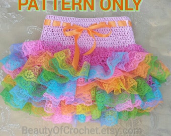 Crochet baby toddler ruffle skirt  little girl tutu lace skirt.   Digital pattern.