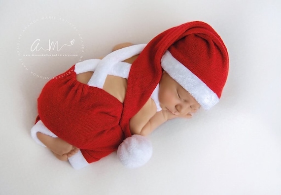 Newborn girl boy outfit newborn red and white romper and hat newborn set Holiday photography.  Ready to ship.