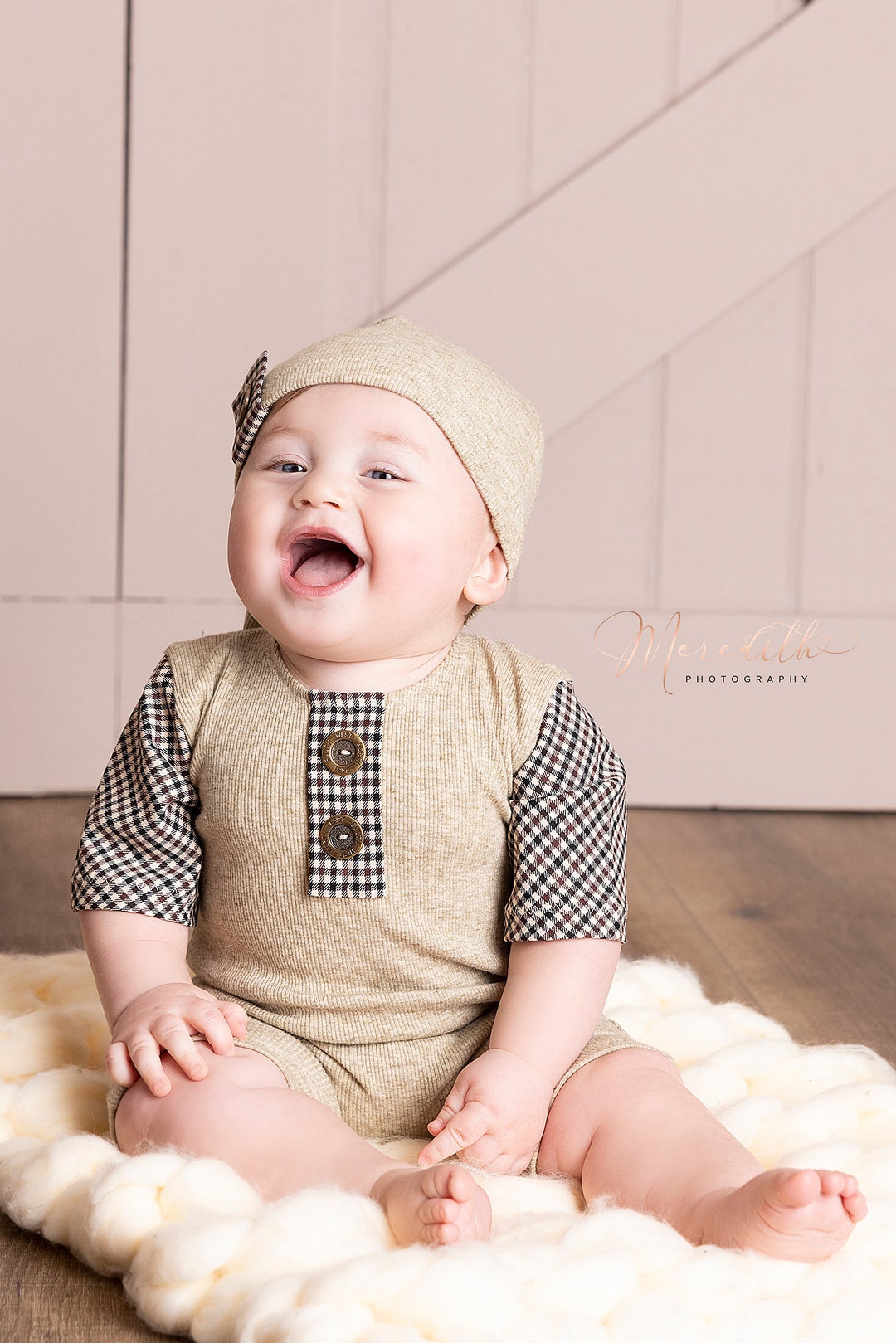 Baby Boy Photo Outfit, 9-12 Mo Photo Shoot, Infant Boy, Romper