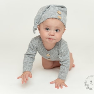 Sitter boy photo props, photo outfit, 9-12 months sitter photography, baby boy long sleeve romper,photo overalls boy, tan gray twin boys