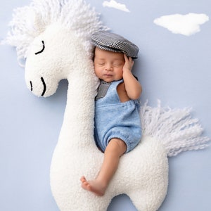¡Niño recién nacido, pantalón azul salvia beige con tirantes y gorro, accesorio para sesión de fotos de bebé niño, accesorio para fotografía de recién nacido listo para enviar!