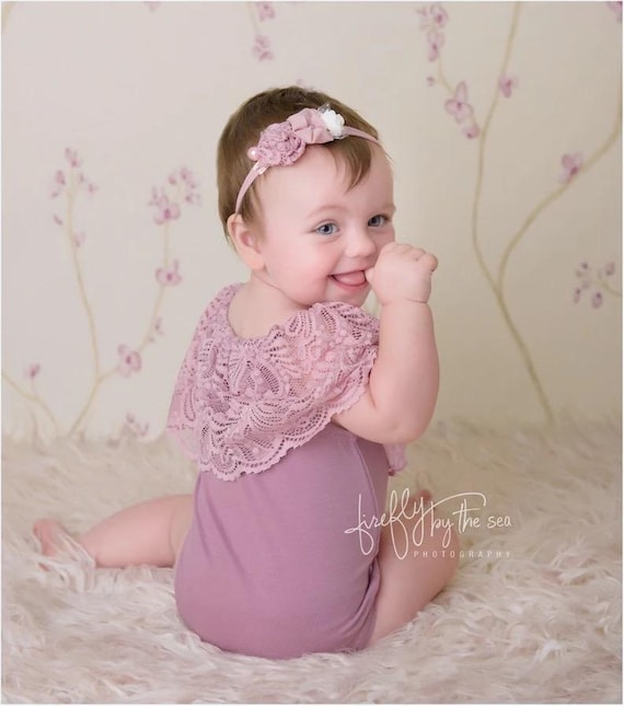 Cake Smash Photo Prop, Lace Romperand Headband, Sitter photography 6-12 Months