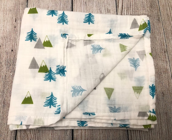 Double layered 100% muslin cotton baby swaddle blanket