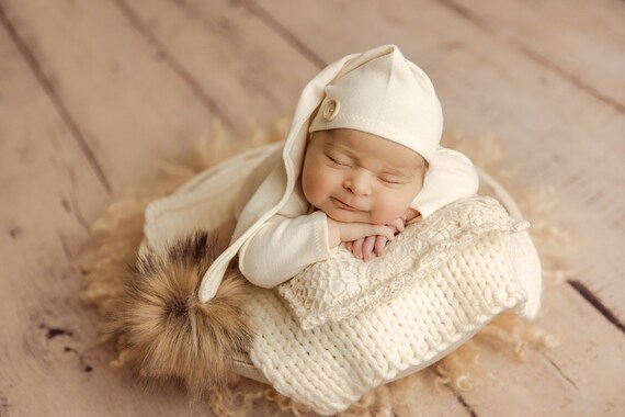 Newborn boy photo outfit fall session, romper and hat, baby boy photo props, baby boy overalls for pictures orange, white, gray