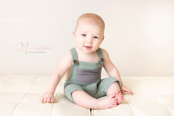 Baby boy photo outfit sitter 6-9 mo neutral props baby boy romper, sitter photo shoot beige props sitter photography prop. RTS