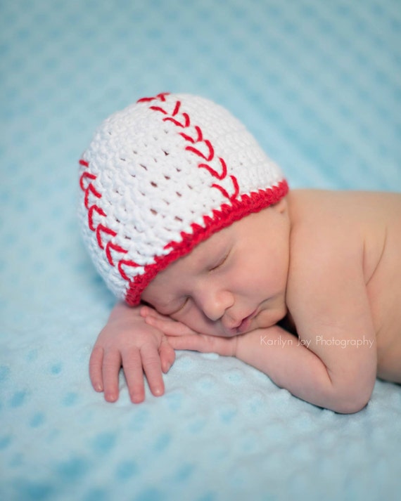 Items similar to Crochet baby boy baseball hat, newborn boy white