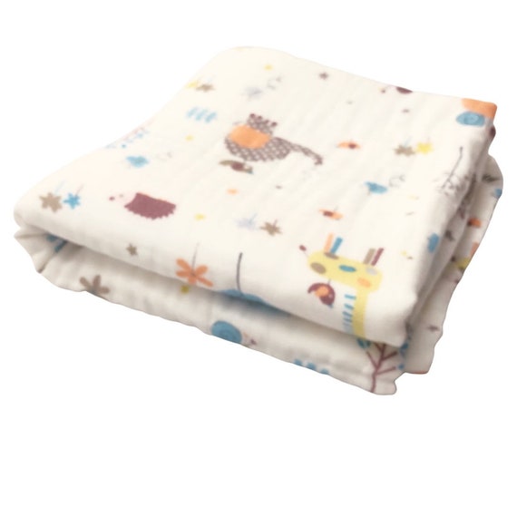 100% Cotton Muslin 6 Layer Gauze Swaddle Newborn Receiving Blanket, Nursing Cover Up, Waffle Blanket