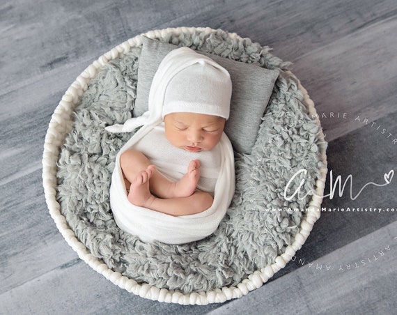 Newborn stretch wrap and hat, thin angora knit wraps, baby photography props, boy girl photo session outfit, newborn photo props